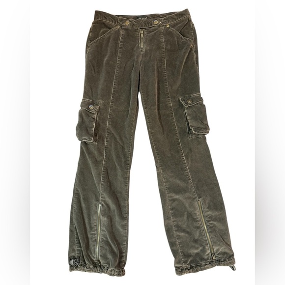 Y2K Vintage Wet Seal Brown Corduroy Low Rise Cargo Pants Size 7 - Picture 1 of 9